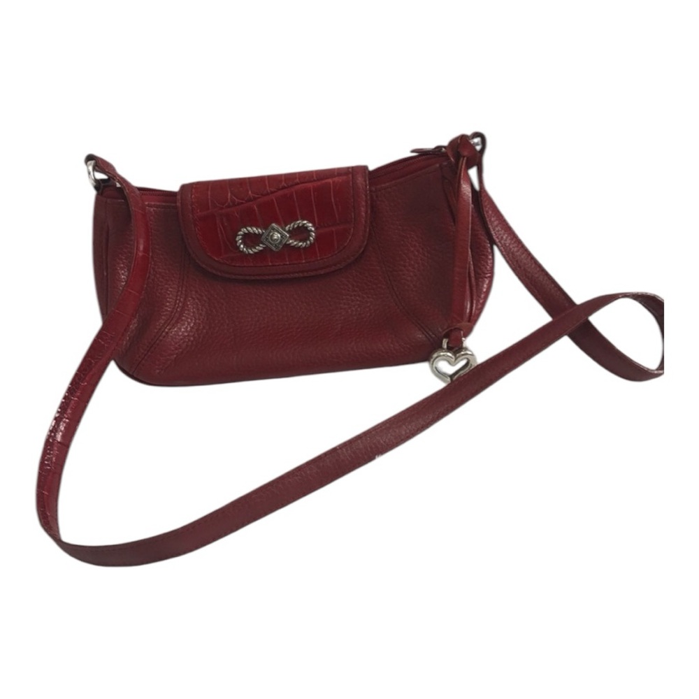 Brighton Red Leather Crocodile Pebble Shoulder Bag Good Condition